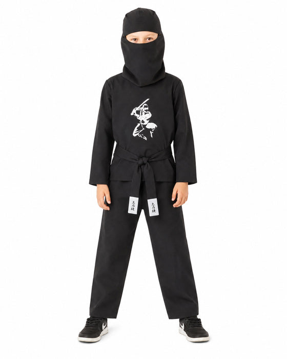 Ninja Kostüm Kinder 4-tlg.  Samurai Verkleidung Schwarz
