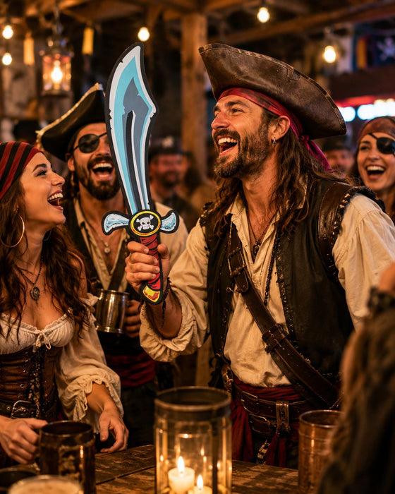 Schaumstoff Piraten Säbel zum Kostüm 53 cm | Grau Rot