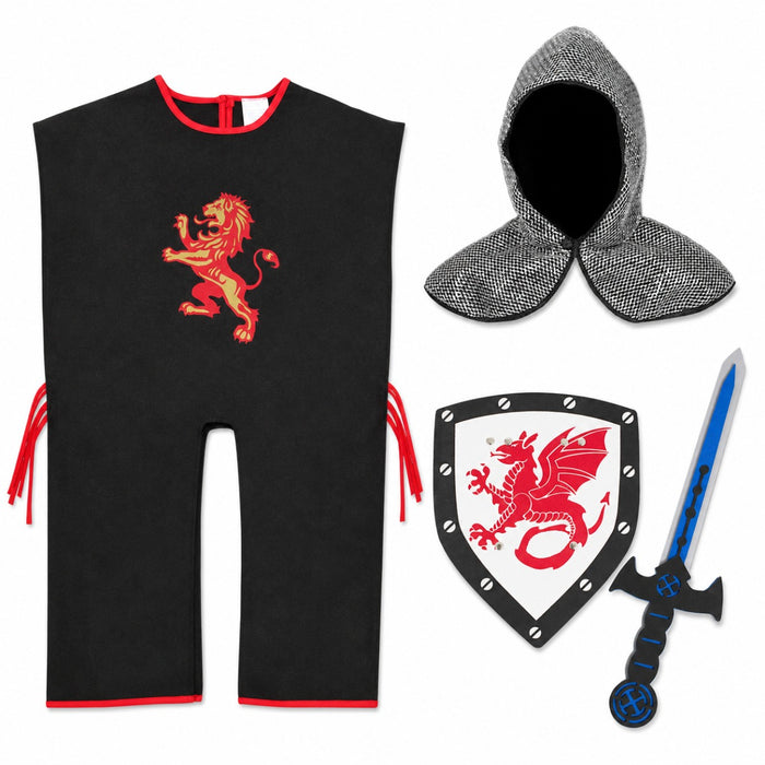 Ritter Set Löwe Kinder 4-tlg. – Tunika, Haube, Schild & Schwert 3–8 Jahre
