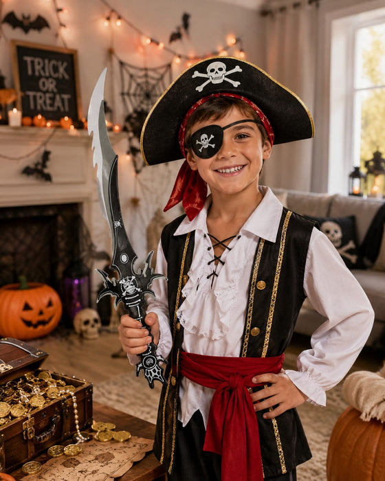 Schaumstoff Piratenschwert 66 cm – Gezackter Piratensäbel Schwarz Grau