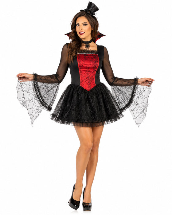 Vampirkostüm Aroha für Damen - Kleid Kragen und Minihut