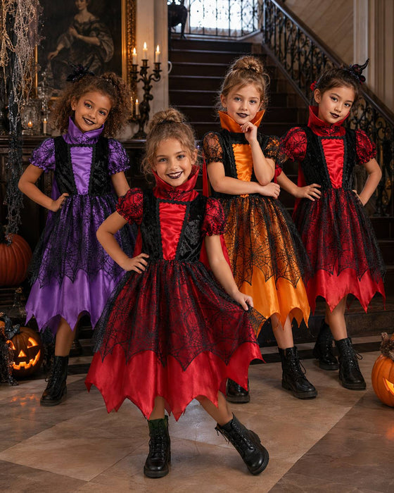Kostüm Hexe "Willow" für Mädchen | Vampir Schwarz Orange