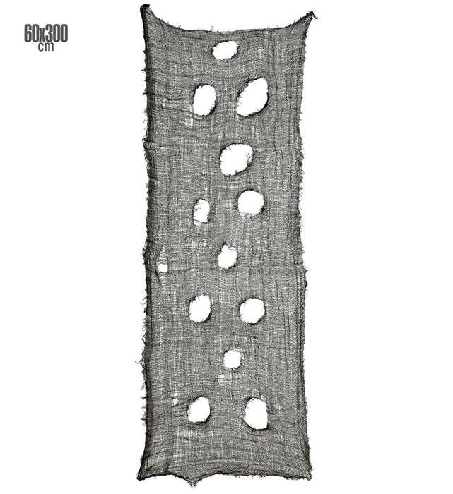 Dekostoff Lumpenstoff 300 x 60 cm - Halloween Dekoration | Schwarz