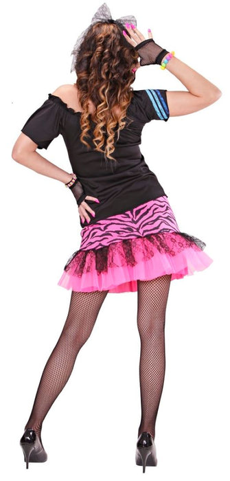 80er Jahre Disco Girl Kostüm für Damen - Schwarz Pink