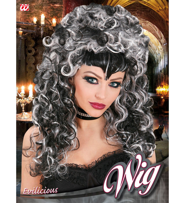 Damen Perücke "Evilicious" | Schwarz Grau - Halloween Vampir