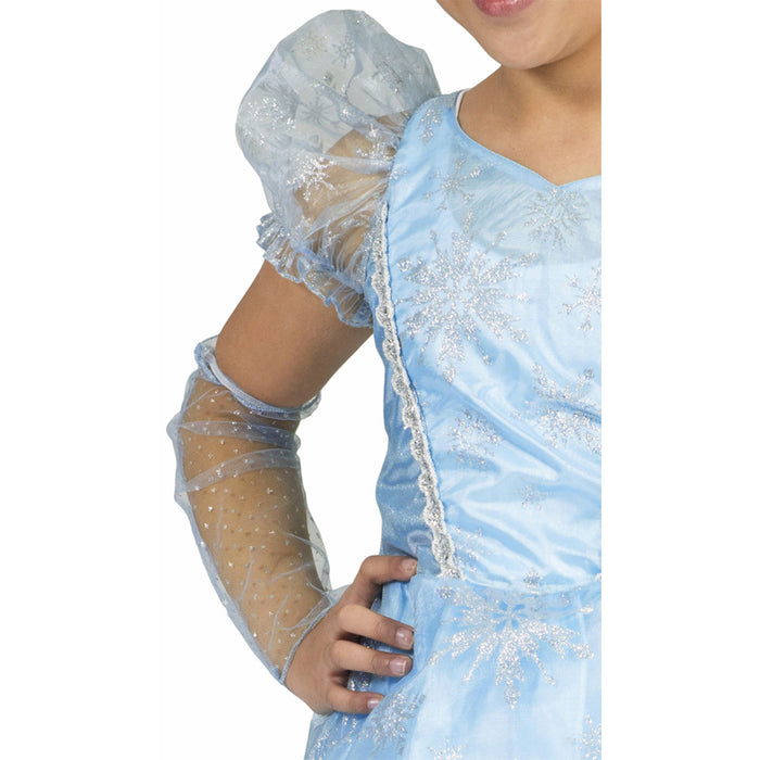 Eisprinzessin Kostüm "Anna" für Mädchen - Blau Weiß | Eiskönigin Glitzerkostüm mit Eiskristallen