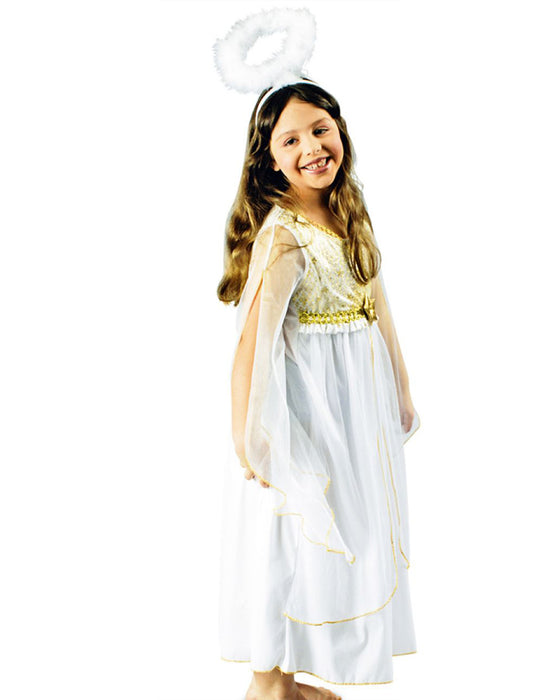 Kinder Engelskostüm "Lucia" mit Sternen | Weiß Gold