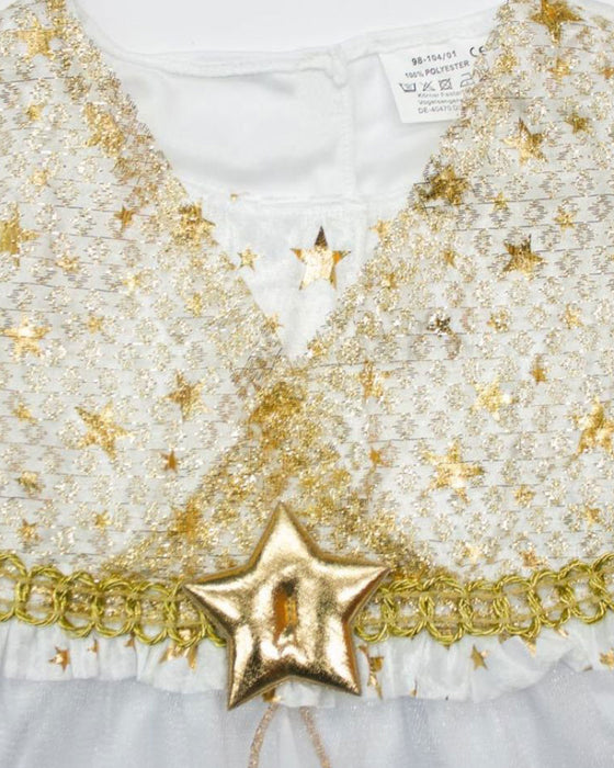 Kinder Engelskostüm "Lucia" mit Sternen | Weiß Gold
