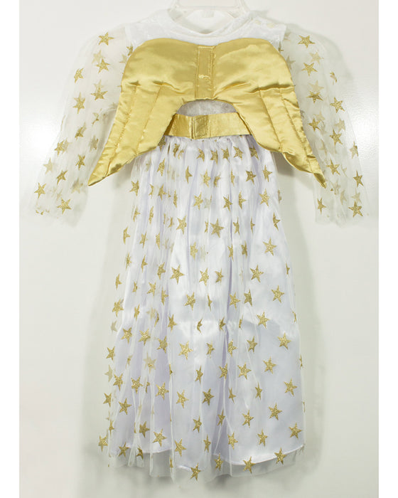 Kinder Engelskostüm "Sternen Engel" mit Flügeln - Samtkleid Weiß Gold