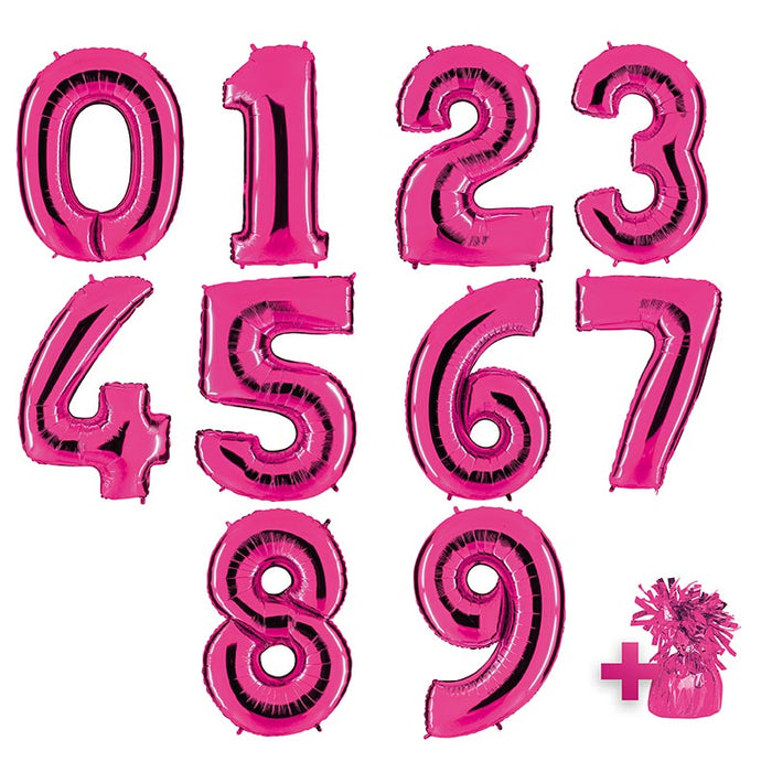 Befüllte Riesenzahl zur Filialabholung 102 cm - Pink