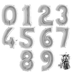 Befüllte Riesenzahl zur Filialabholung 102 cm - Silber