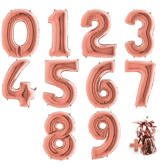 Befüllte Riesenzahl zur Filialabholung 102 cm - Roségold