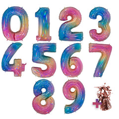 Befüllte Riesenzahl zur Filialabholung 102 cm - Regenbogen