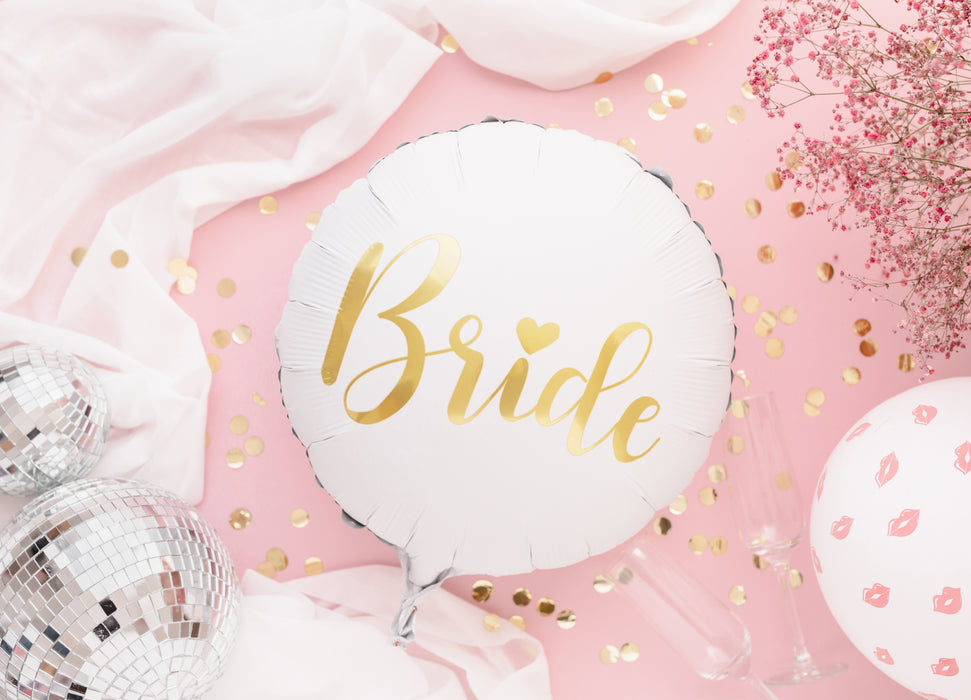 ABC18 Folienballon "Bride" Hochzeit | Ø 45 cm Weiß