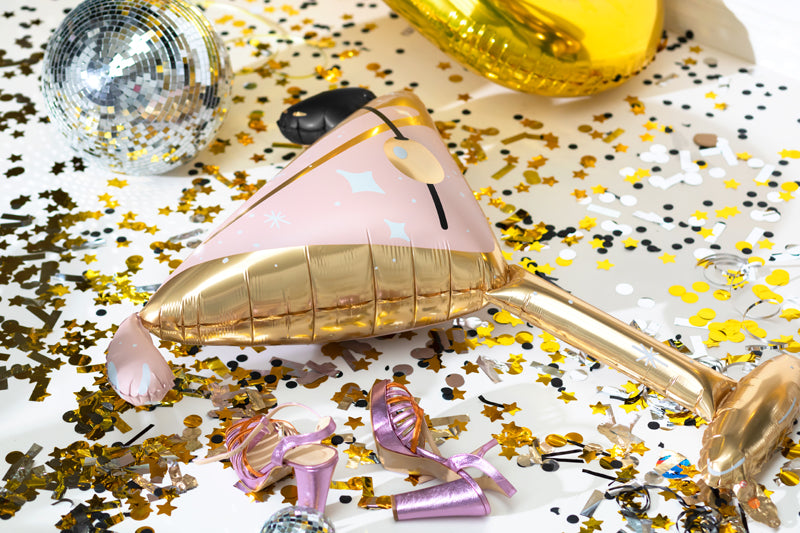 ABC Folienballon Sektglas Gold Rosa | 126x93 cm