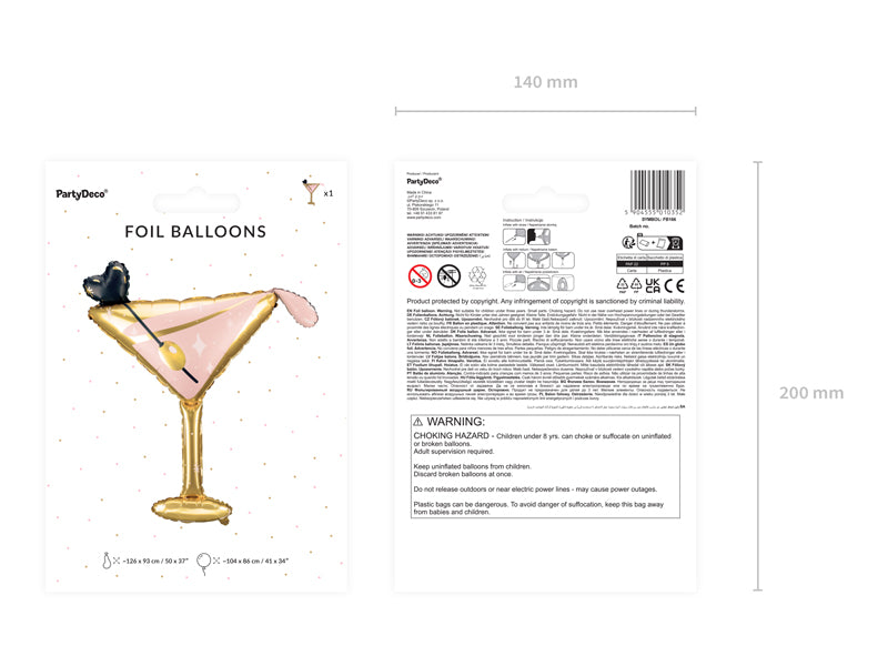 ABC Folienballon Sektglas Gold Rosa | 126x93 cm
