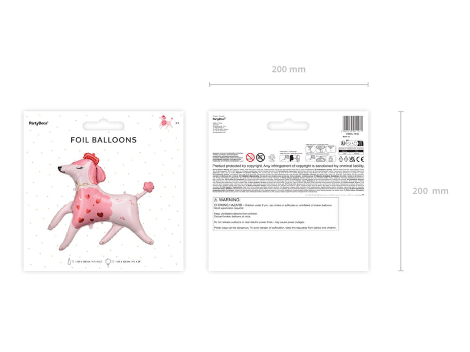 ABC Shape Folienballon Pudel mit Herzen | 119x108 cm