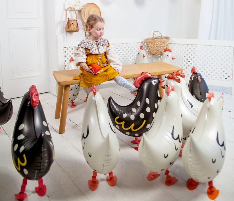 Airwalker Folienballon "Huhn" 48x60cm | Schwarz