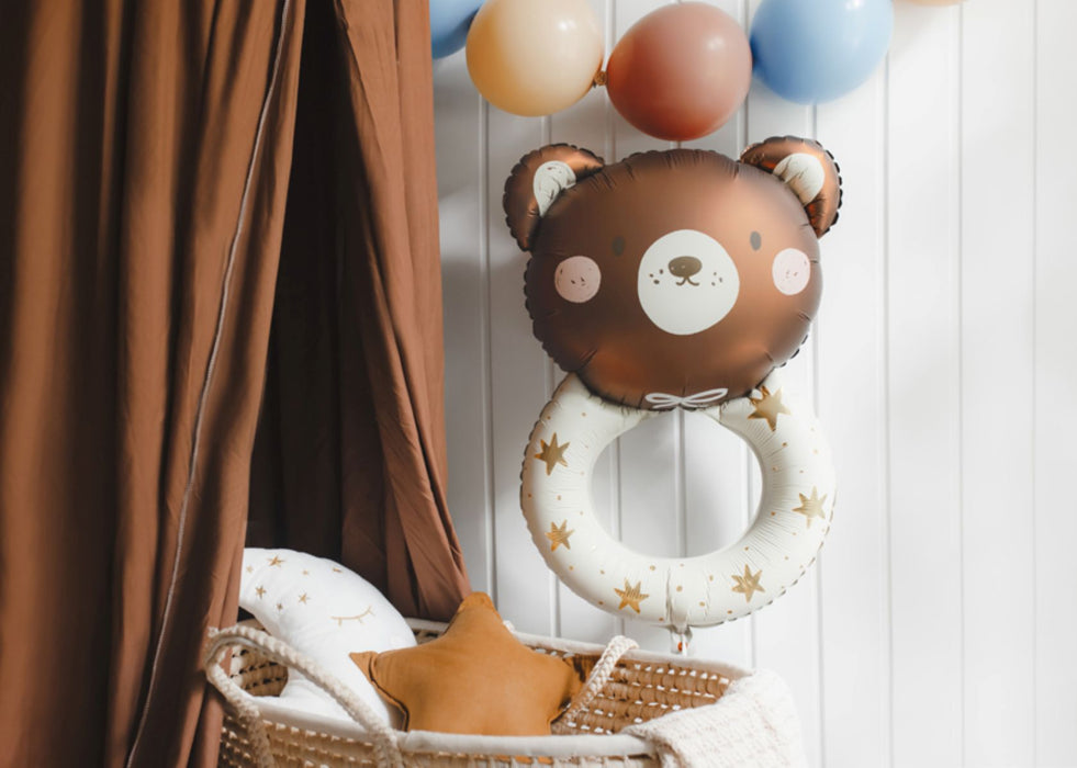 Shape Folienballon Teddybär Rassel | 61x88 cm