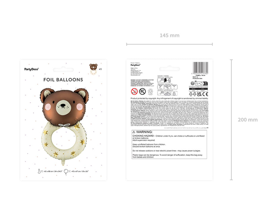 Shape Folienballon Teddybär Rassel | 61x88 cm