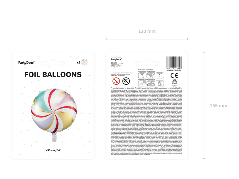 ABC Runder Folienballon "Candy" - Bonbon 35cm | Mehrfarbig