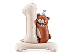 Riesenzahl Folienballon Aufsteller 81x72cm | #1 Bär