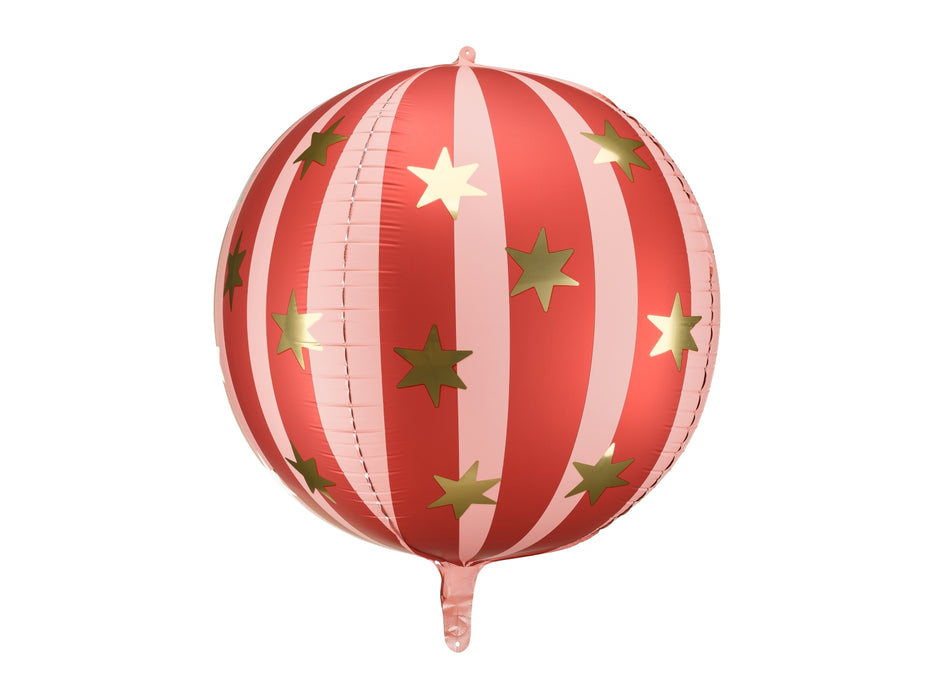 ABC Globe Folienballon "Sternenkugel" - Gestreift 50cm | Rosa/Rot