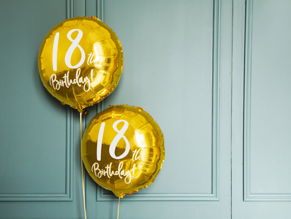 ABC18 Folienballon "18th Birthday" | Ø 45 cm Gold