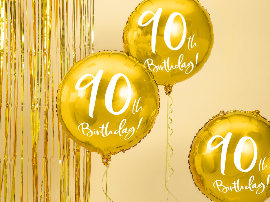 ABC18 Folienballon "90th Birthday" | Ø 45 cm Gold