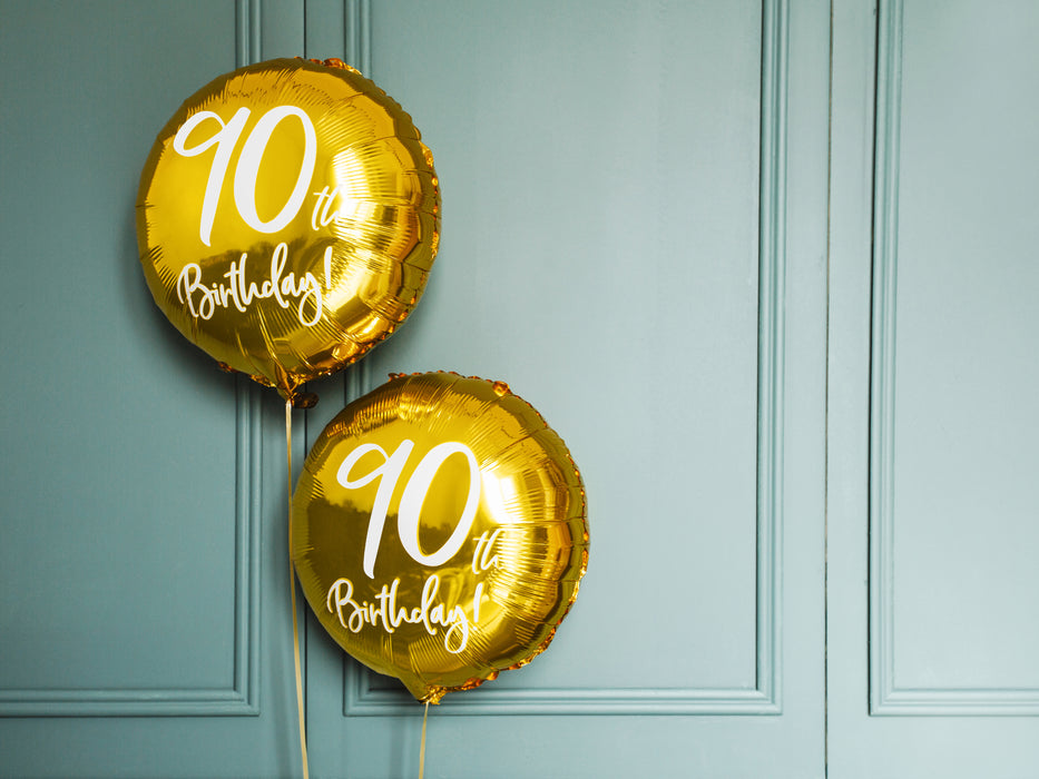 ABC18 Folienballon "90th Birthday" | Ø 45 cm Gold