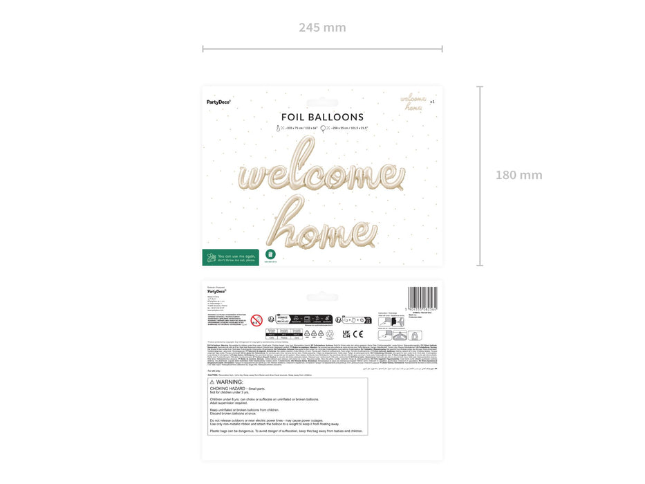 Folienballon "Welcome Home" 335x71 cm | Cappuccino