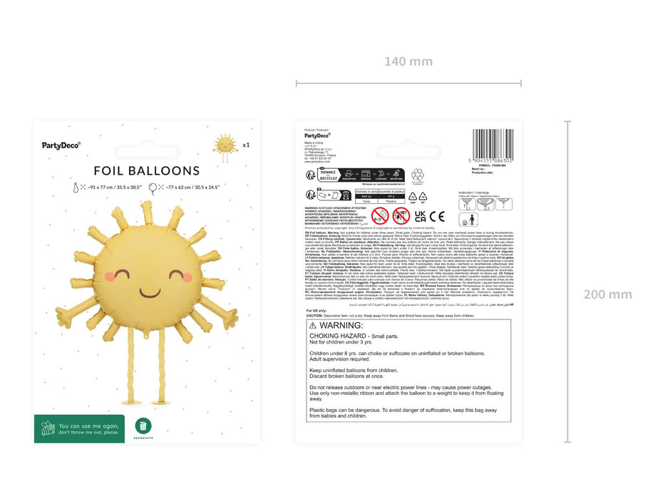 Airwalker Folienballon "Sonne" | 91 x 77 cm