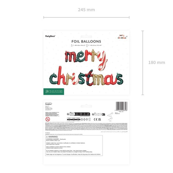 Ballongirlande "Merry Christmas" 143x25cm | Bunt