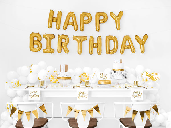 Ballongirlande "HAPPY BIRTHDAY" 340x35cm | Gold