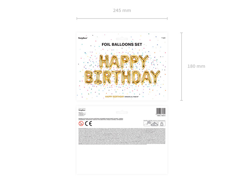 Ballongirlande "HAPPY BIRTHDAY" 340x35cm | Gold