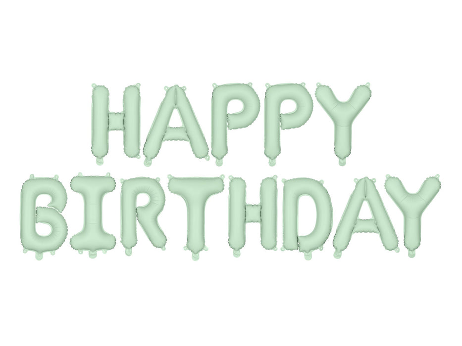 Ballongirlande "HAPPY BIRTHDAY" 340x35cm | Grün