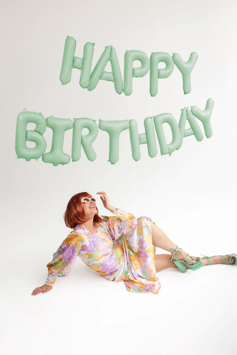 Ballongirlande "HAPPY BIRTHDAY" 340x35cm | Grün