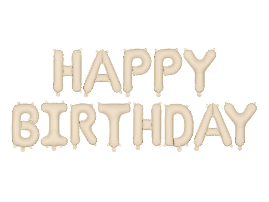 Ballongirlande "HAPPY BIRTHDAY" 340x35cm | Beige