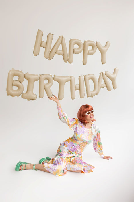Ballongirlande "HAPPY BIRTHDAY" 340x35cm | Beige