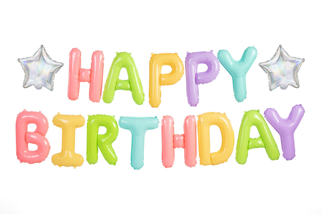 Ballongirlande "HAPPY BIRTHDAY" 340x35cm | Pastell Bunt