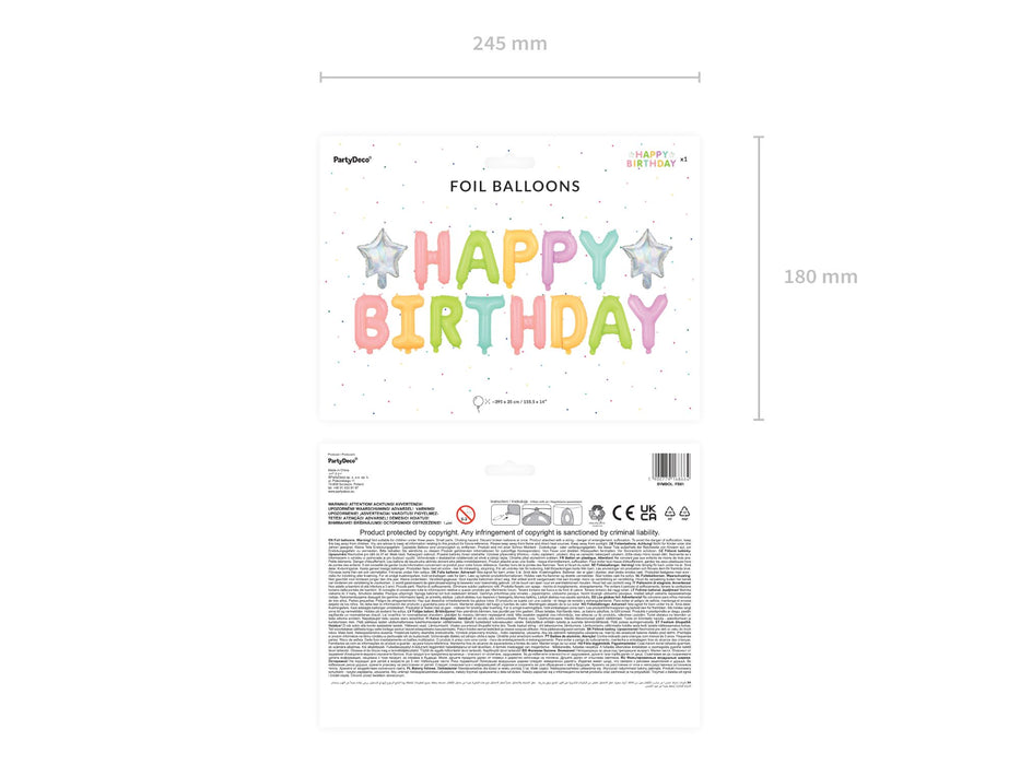 Ballongirlande "HAPPY BIRTHDAY" 340x35cm | Pastell Bunt