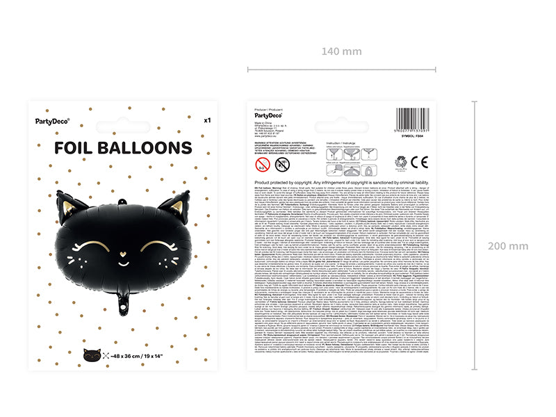 Shape Folienballon "Katze" Schwarz | 48 x 36 cm
