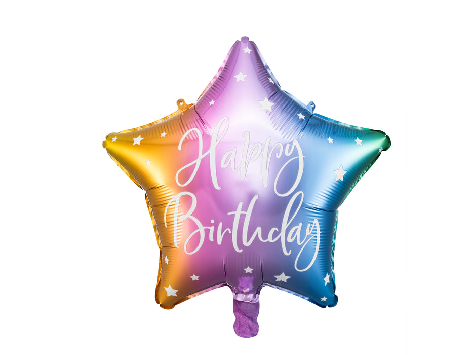 ABC18 Stern Folienballon "Happy Birthday" Bunt | Ø 45 cm