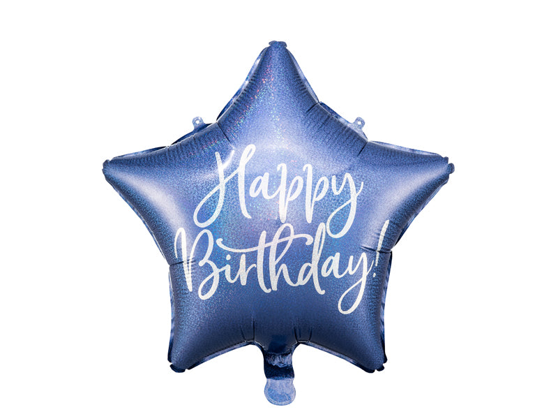 ABC18 Folienballon "Happy Birthday" Stern Ø40cm | Blau