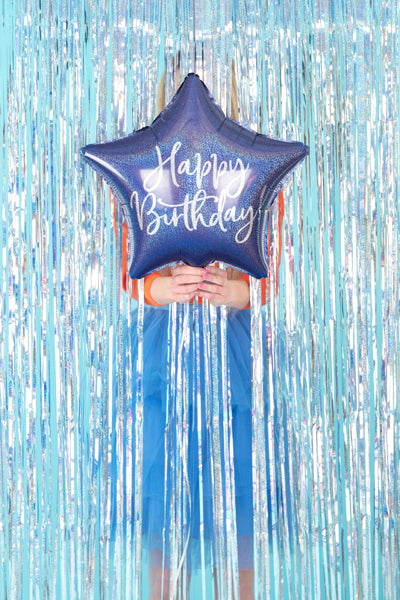 ABC18 Folienballon "Happy Birthday" Stern Ø40cm | Blau