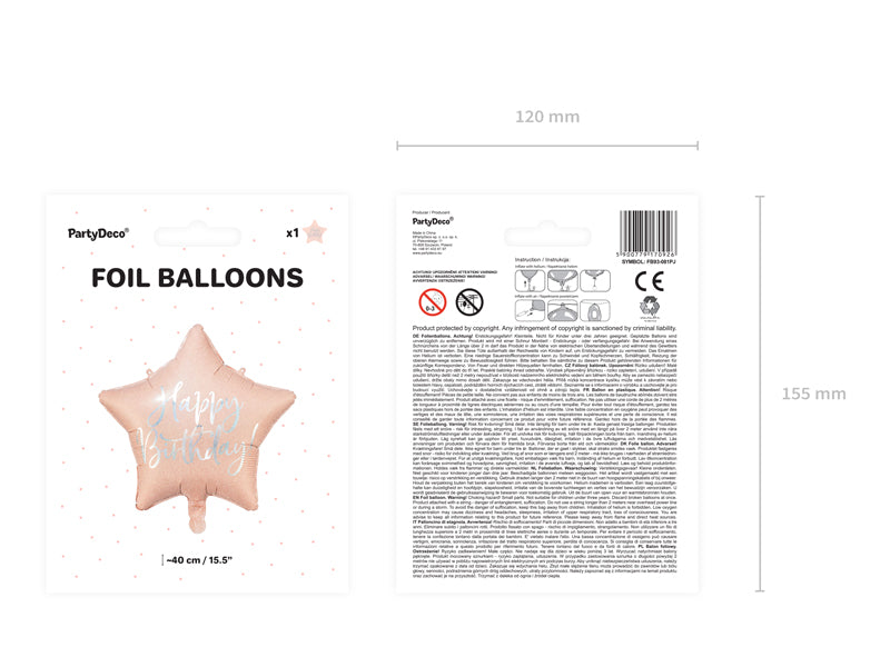 ABC18 Folienballon "HB" Stern Ø40cm | Rosa