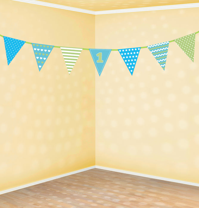 Wimpelkette 1. Geburtstag blau 1,35 m