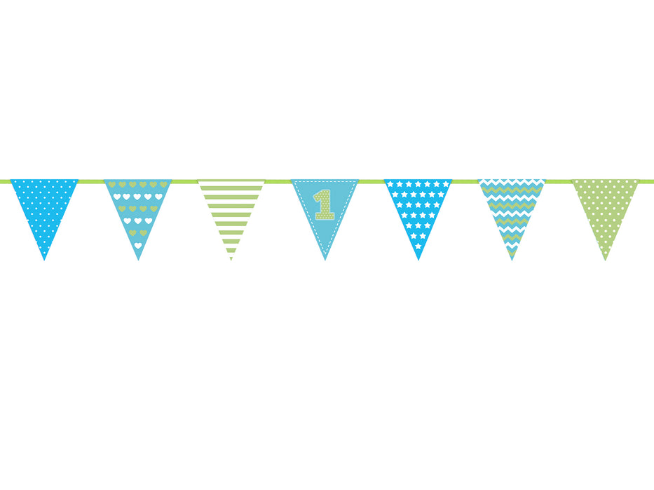 Wimpelkette 1. Geburtstag blau 1,35 m