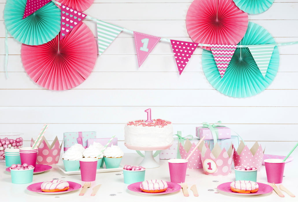 Wimpelkette 1. Geburtstag blau 1,35 m