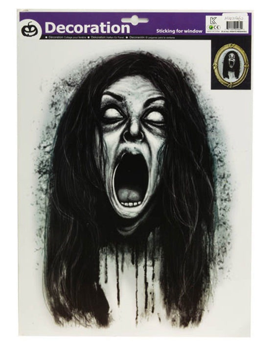 Halloween Fensterbild "Lachendes Skelett | Schreiende Frau" - 29 x 40 cm | Varianten